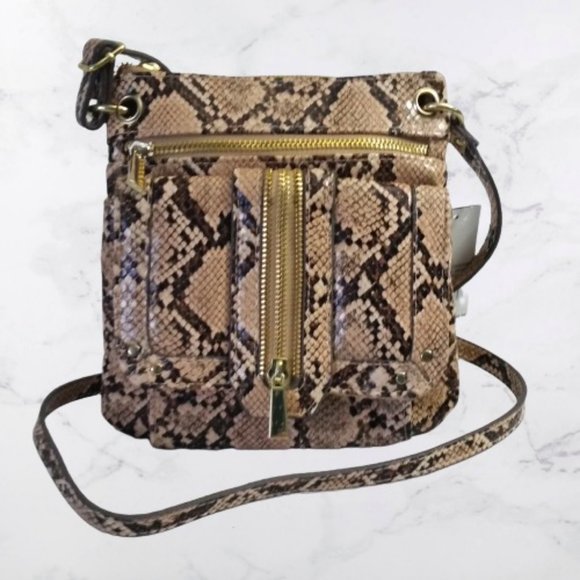 Nicole Miller New York Faux Python Snake Skin Cross Body Purse - With Tags - Picture 1 of 3